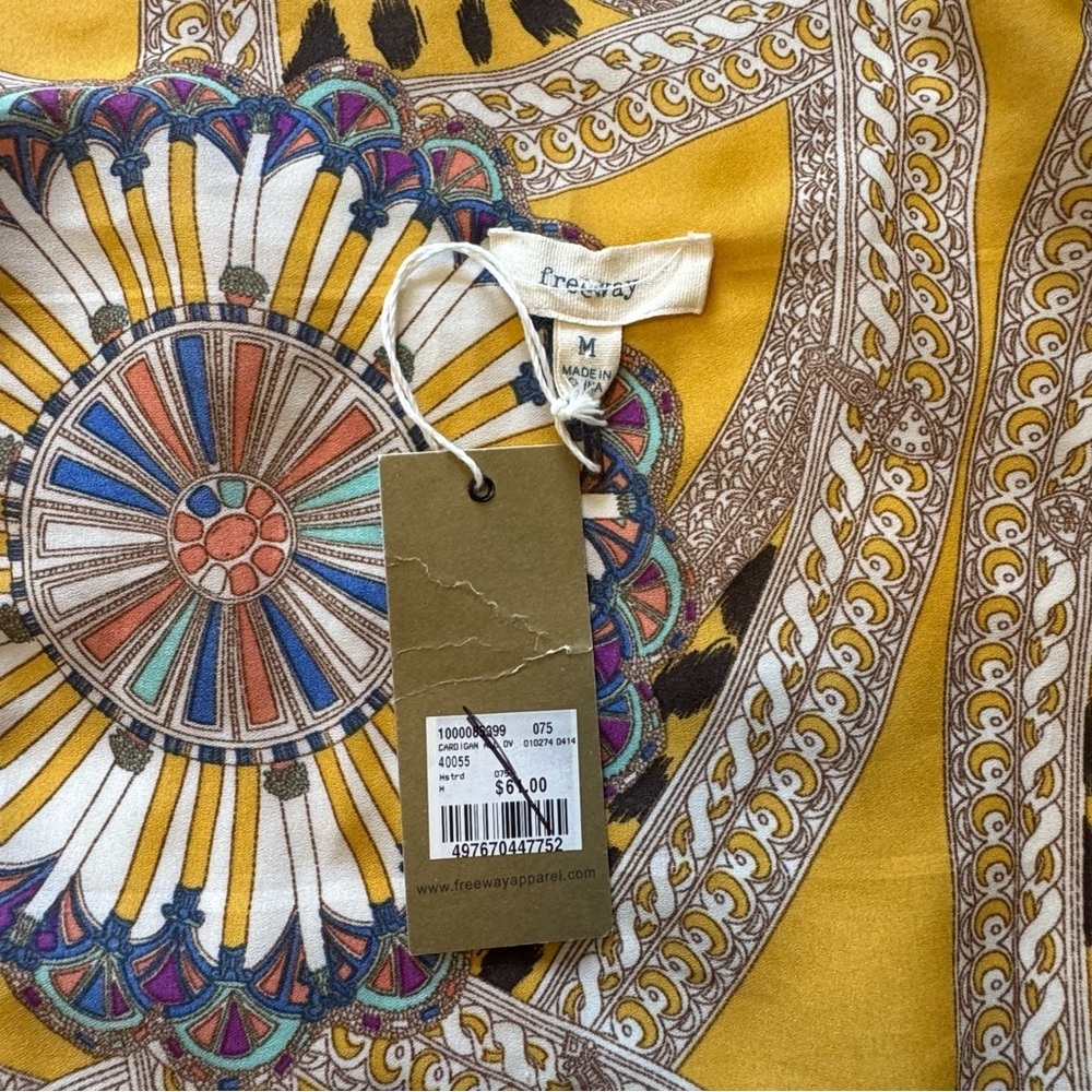 Freeway Cardigans Bohemian Mustard Patterned Size Medium - Picture 5 of 6